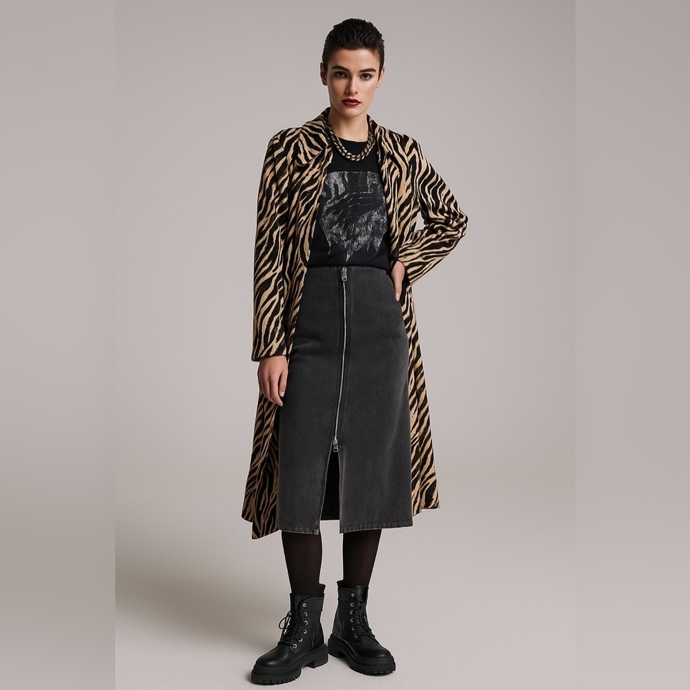 Randolph Duke The Look Trench Coat Faux Animal Print Lined Sz14